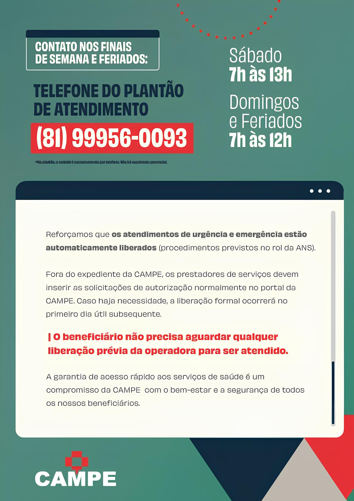 Imagem Conteudo - Telefone do Plantão de Atendimento